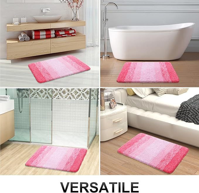 OLANLY Bathroom Runner Rugs Mat 59x24, Extra Soft Absorbent Microfiber Bath Rugs, Rubber Backing, Quick Dry, Washable Long Bath Mats for Bathroom Floor, Tub and Shower, Home Decor Accessories, Pink