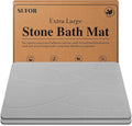 32"x20" Stone Bath Mat 2Pack, Diatomaceous Earth Shower Mat, Non-Slip Super Absorbent Quick Drying Bathroom Floor Mat, Natural, Easy to Clean (Cloudy Gray)