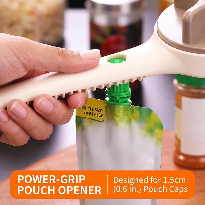 4 in 1 Multi-Purpose Jar Opener, Adjustable 3-Claw Lid Gripper & Bottle Cap Remover Tool for Seniors, Easy Open Jars, Cans, Bottles for Kitchen and Home Use