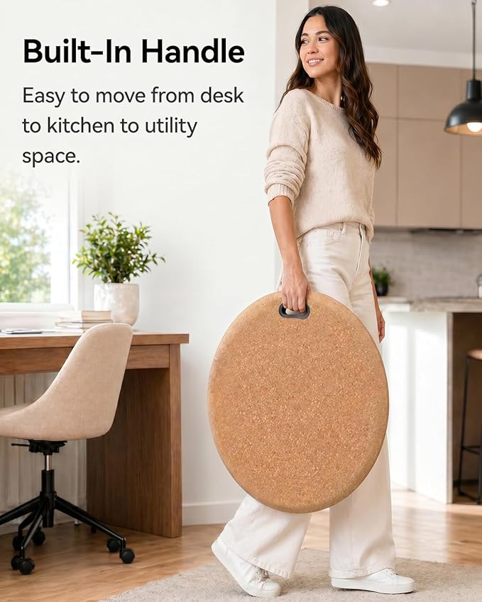 Rocalt Standing Desk Mat, Anti Fatigue Mat for Standing Work, Cushioned Cork Comfort Floor Mat for Office, Home Office, Kitchen Counter, Study Room, Soft Standing Pad with Handle