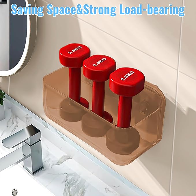 CGBE 2 Packs Cabinet Door Organizer, Acrylic Adhesive Shelf Wall Mounted Storage, Self Adhesive Shower Shelves Without Drilling, Automatic Draining Clear Shower Organizer for Bathroom (Amber)