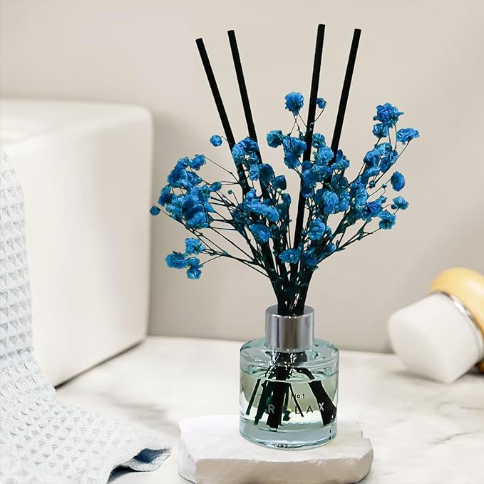 Freesia Reed Diffuser Set, 1.7 oz Scent Diffuser with Dried Flower for Bathroom Small Place, Last up to 30 Days