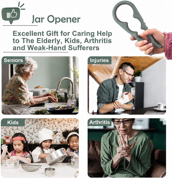 Opener | 5-in-1 Non-Slip Bottle Opener for Weak hands, Seniors with Arthritis and Anyone with Low Strength, featuring a leverage opener, a can opener, and a wine bottle opener