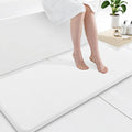 Smiry Memory Foam Bath Mat 59x20, Extra Soft and Absorbent Bathroom Mats, Non Slip Washable Carpet for Floor, Shower and Tub, White