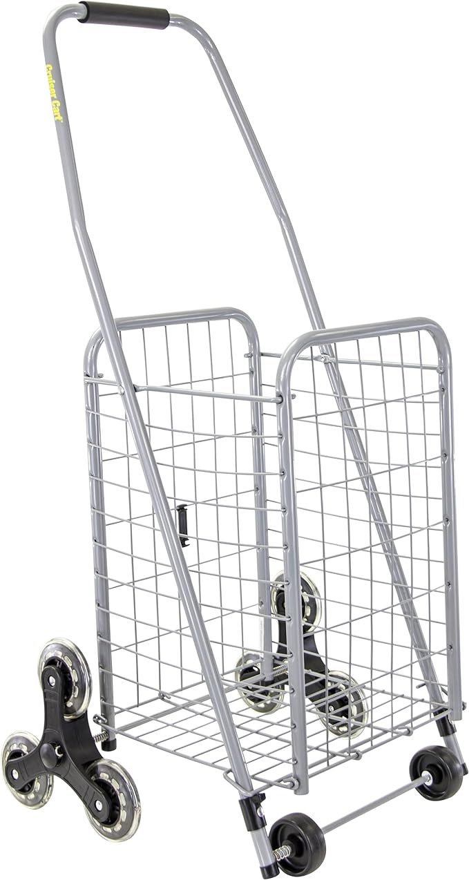 dbest Products Stair Climber Cruiser Cart Sport, Foldable Grocery Cart on Wheels,Multi-Use Collapsible Folding Laundry Basket with Wheels