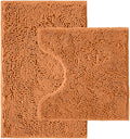 Bathroom Rugs Sets 2 Piece,Super Absorbent Chenille Bath Mats and U-Shaped Toilet Rug,Strong PVC Non Slip Backing,Microfiber Washable Dry Quickly Bath Mats for Bathroom(20"x32"+20"x20"U, Champagne)