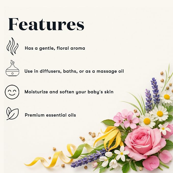 Young Living Gentle Baby Oil Blend | 15ml | Gentle Aroma for Babies, Kids, & Adults | Supports Skin Softness | Calming Aromatherapy Massage | Infant & Parent Relaxation | Soothing Floral Scent