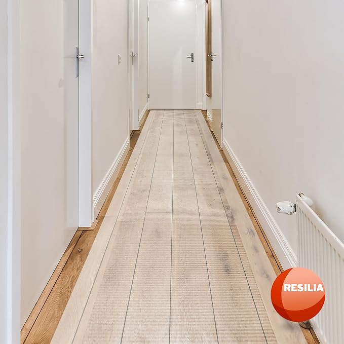 RESILIA Premium Clear Floor Protector Mat – Heavy-Duty Plastic Vinyl Covering for Hardwood, Tile, or Laminate Floors, Table, or Desk –American Modern Pattern 27" x 12' Waterproof Roll, Made in USA