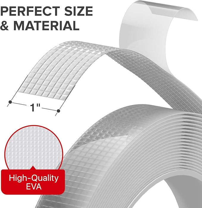X-Protector Rubber Grip Tape - 1" x 12' Non-Abrasive Grip Roll - Heavy-Duty Non Slip Adhesive Strips - Clear Waterproof Rubberized Grip Tape for Handles!