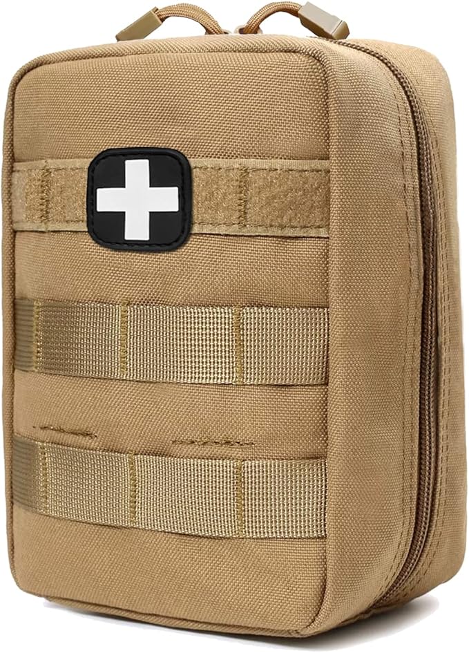 GHFY First Aid Pouch EMT IFAK Medical Pouch, Tactical MOLLE Utility Empty Pouch (Tan)