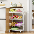 HapiRm Fruit Basket Kitchen Cart - 5 Tier Adjustable Vegetable Storage Rack, Large Capacity Rolling Kitchen Carts on Wheels for Snack Onion and Potato Storage