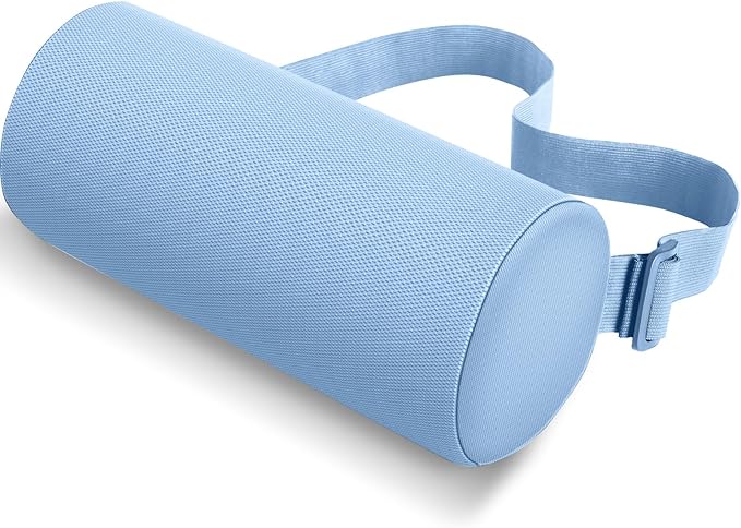 Lumbar Roll Support Pillow for Office Chair, Car, Gaming Chair, Memory Foam Back Cushion with Washable Cover for Relieving Back Pain & Improving Posture,Light Blue