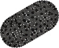 WELTRXE Pebbles Bath Mat for Tub Black Non-Slip Bathtub Mat with Suction Cups, Drain Holes for Bathroom Showers, Tub, Machine Washable, BPA, Latex Free Oval Shower Mats Bath Tub mat, 27 x 14 Inch