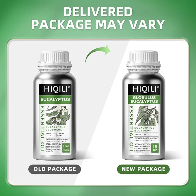 HIQILI Eucalyptus Essential Oil for Spray, Diffuser & Skin, 100% Pure Undiluted - 16 Fl Oz