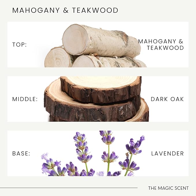 The Magic Scent Mahogany & Teakwood Reed Diffuser for Home - Luxury Scent Diffuser with Premium Fiber Reeds for Lasting Gentle Dispersal - Natural, Toxin-Free Aroma Inspired by Ambercrombie & Fitch