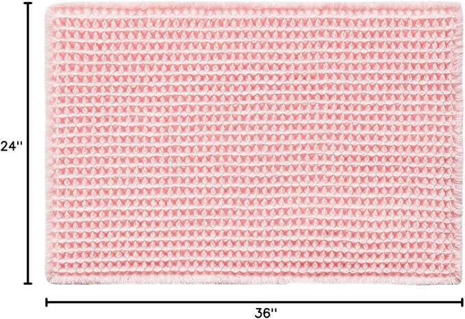 TYUU Light Peachy Pink Bathroom Rugs, Waffle Bath Mat Non Slip Washable Quick Dry Cute Bath Mat Boho Farmhouse Bathroom Decor, 36"x24" Light Peachy Pink
