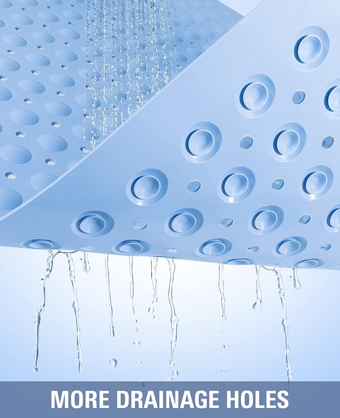 Yolife Extra Large TPE Shower Mat, 47.2" L x 31.5" W Anti Slip Bath Mat with Drain Holes and Suction Cups, Large Size Mat More Suitable for Shower Stall, No Odor, Heavy Mat