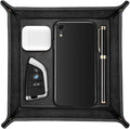 SITHON Valet Tray Desktop Storage Organizer – Premium PU Leather Catchall Bedside Vanity Tray Nightstand Caddy Holder for Keys, Phone, Wallet, Coin, Jewelry, Valentine's Day Gift, Black