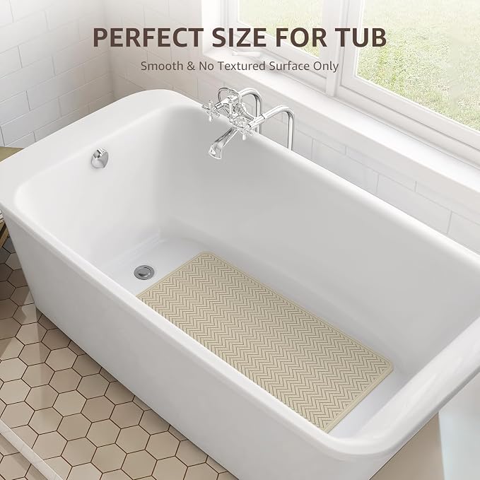 OTHWAY Bathtub Mat Non Slip, 27" x 17" Bath Mat for Tub, Machine Washable Shower Anti Slip Mat with 246 Strong Suction Cups (Brown)
