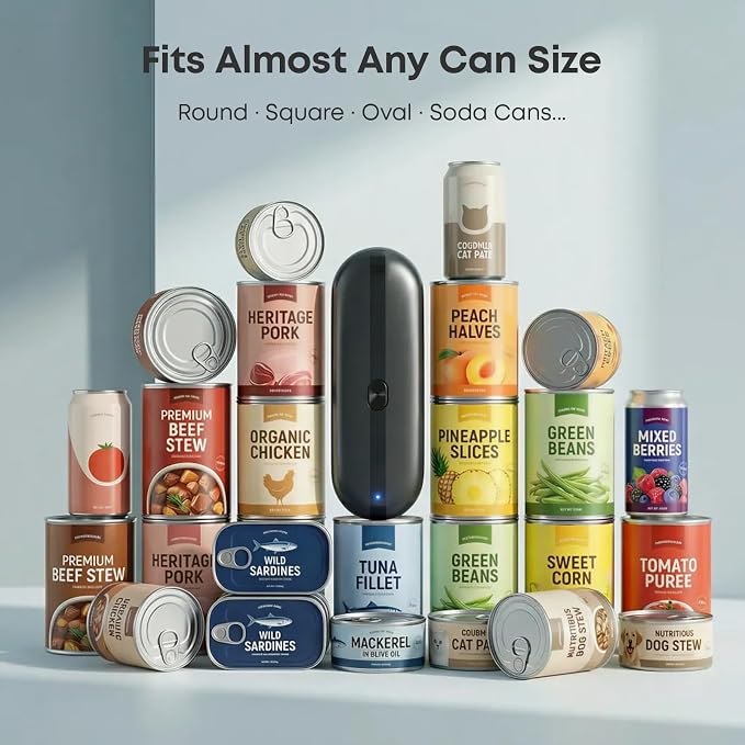 Electric Can Opener, Rechargeable Automatic Can Opener with Smooth Edge for Seniors & Arthritis Hands, One-Touch Hands-Free with Auto Stop, Fits Most Can Sizes for Kitchen Use