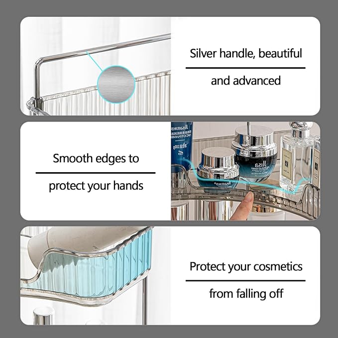 shuang qing 2-Tier Corner Bathroom Counter Organizer – Classic Storage Shelf for Makeup, Perfume & Toiletries, Space-Saving Countertop Tray Fits Bathroom, Dresser, Kitchen (Slate Gray)