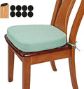 BUYUE Thickened 2.5" Friendly Woven Fabric Dining Chair Cushion, U-Shape High Density Foam Comfortable Chair Pad for Kitchen, Slip Resistant Indoor Seat Cushion (1 Piece, Light Green)