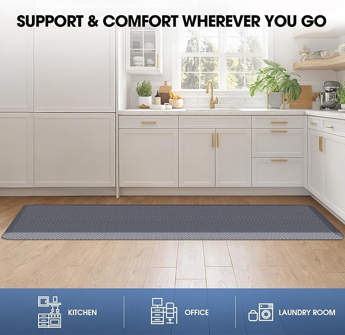 Mattitude Kitchen Mat Cushioned Anti-Fatigue Floor Mat Water Resistant Non-Slip Mats and Rugs Standing and Comfort Desk Mats for House Sink Office Laundry (Light Grey, 17.3"x60")