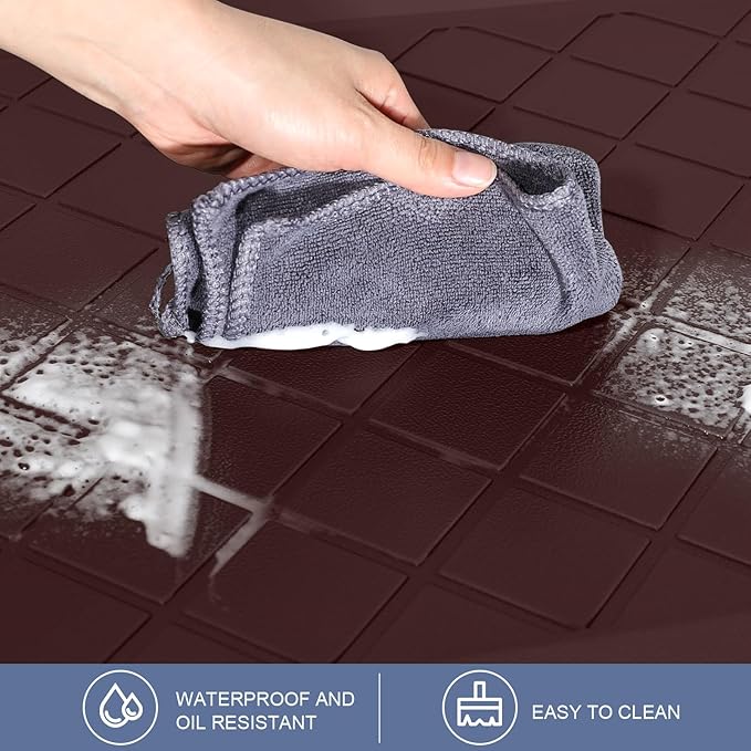 Cushioned Kitchen Mat 2 PCS, Anti Fatigue Kitchen Rugs, Heavy Duty Kitchen Rugs and Mats Non-Skid, Ergonomic Comfort Foam Kitchen Floor Mat for Home, Office, Sink, Laundry - Brown