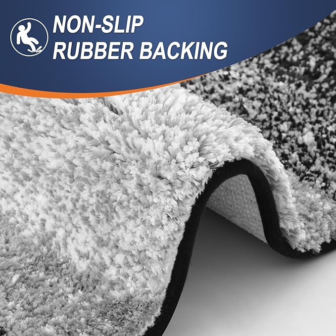 OLANLY Bathroom Runner Rugs Mat 59x17, Extra Soft Absorbent Microfiber Bath Rugs, Rubber Backing, Quick Dry, Washable Long Bath Mats for Bathroom Floor, Tub and Shower, Home Decor Accessories, Black