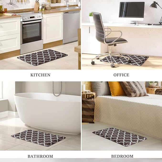 WISELIFE Anti Fatigue Floor Mat - 4/5 Inch Kitchen Mat Non Slip Waterproof Heavy Duty Ergonomic Comfort Mat Durable for Home, Office, Sink, Laundry,(17.3" x 28", Chocolate)