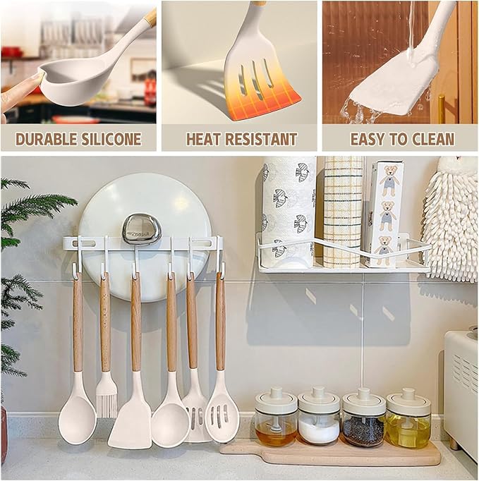 Umite Chef Food Grade Thickened Silicone (Stainless Steel Core) Kitchen Gadgets Tools Set - Kitchen Cooking Utensils Set, Heat Resistant Kitchen Spatula Tools Set