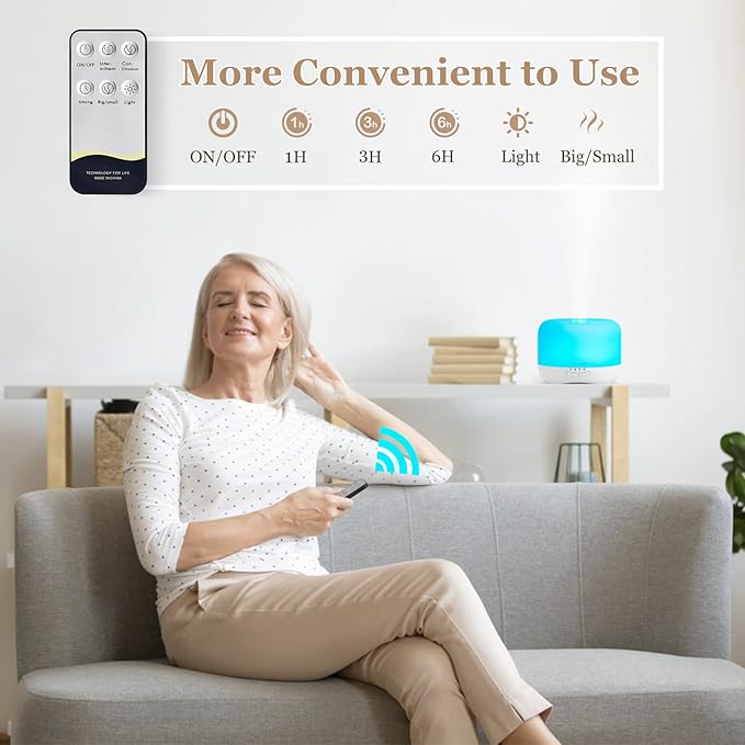 Aromatherapy Essential Oil Diffuser for Room: Air Humidifier Aroma Scent Cool Mist Colorful Lights Cute Small Large Auto Off Ultrasonic Diffusers for Home Bedroom White (300ml)