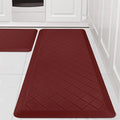 Cushioned Kitchen Mat 2 PCS, Anti Fatigue Kitchen Rugs, Heavy Duty Kitchen Rugs and Mats Non-Skid, Ergonomic Comfort Foam Kitchen Floor Mat for Home, Office, Sink, Laundry, Red