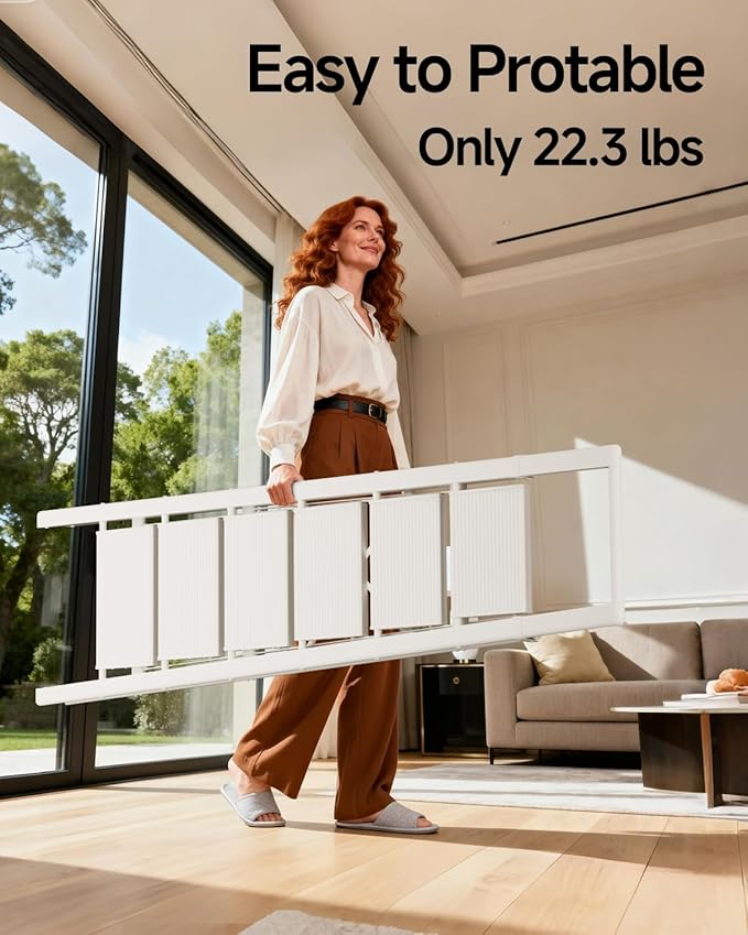 SOLADDER 6 Step Ladder with Handrails, Anti-Slip and Foldable Step Stool with Widen Pedals, Portable Stepladders for Home, Kitchen and Indoor, Space Saving -300lbs (White)