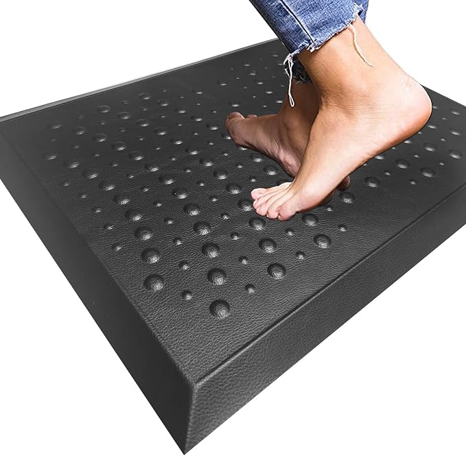 Extra Thick Anti Fatigue Kitchen Floor Mat 0.8 inch Comfort Standing Mat, Office Standing Desk Mat, Kitchen Rug, Massage Points Comfort Mat, 140D PU Foam (Black, 17'' x 22'')