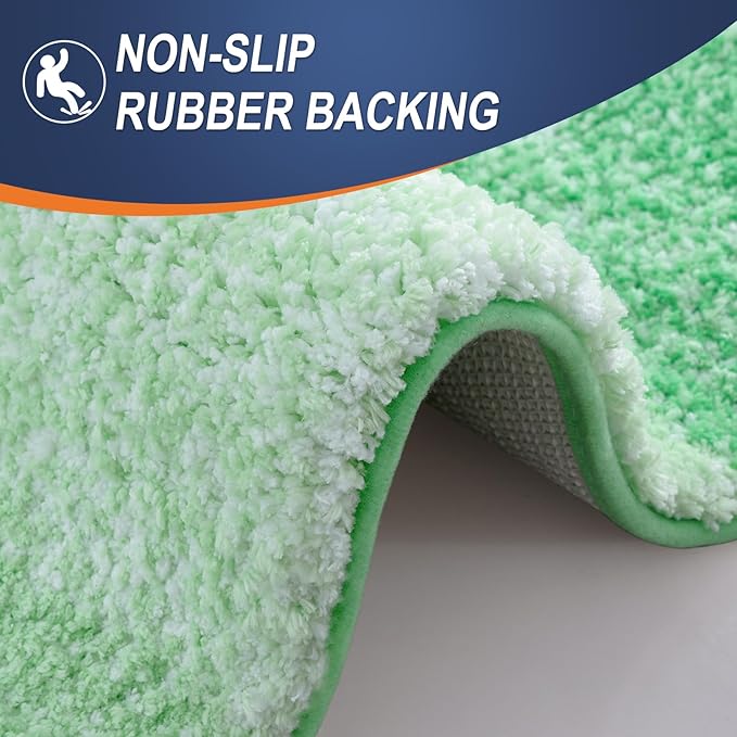 OLANLY Bathroom Runner Rugs Mat 47x17, Extra Soft Absorbent Microfiber Bath Rugs, Rubber Backing, Quick Dry, Washable Long Bath Mats for Bathroom Floor, Tub and Shower, Home Decor Accessories, Green