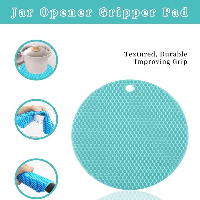 Bloss Anti-skid Jar Opener Can Opener Kitchen Grippers, 4 in 1 Multi Function Bottle Opener Lid Opener for Seniors with Arthritis, Caps and Bottles Kitchen Gadgets For Small Hands or Seniors, Blue
