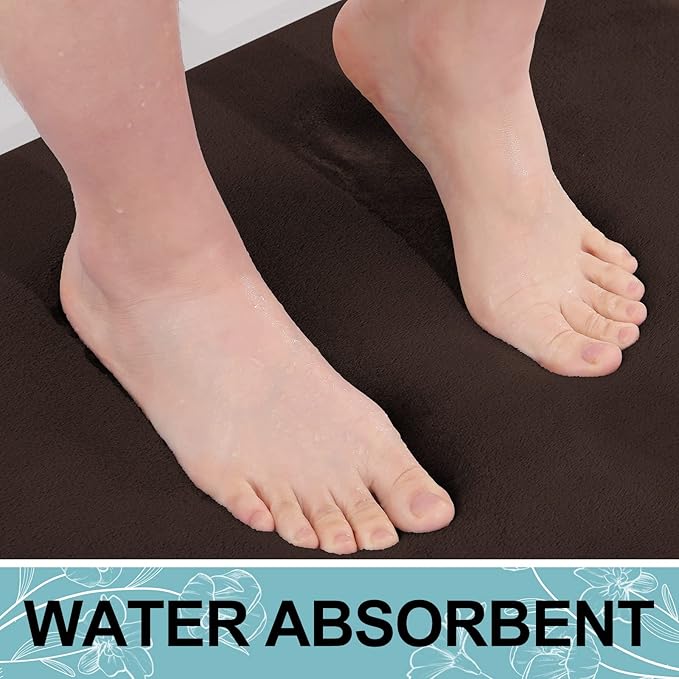 Smiry Memory Foam Toilet Rugs U-Shaped 24x24, Extra Soft Absorbent Non-Slip Contour Bathroom Rugs, Machine Washable Bath Mats for Toilet, Brown