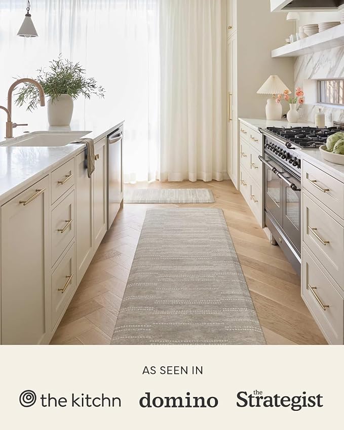 House of Noa Nama Standing Mat – Anti-Fatigue Kitchen Mats for Floor, Cushioned & Non-Slip Kitchen Comfort Mat for Standing, Thick Foam Anti-Fatigue Mat for Kitchen & Workspaces, Reese Ash 22" x 72"