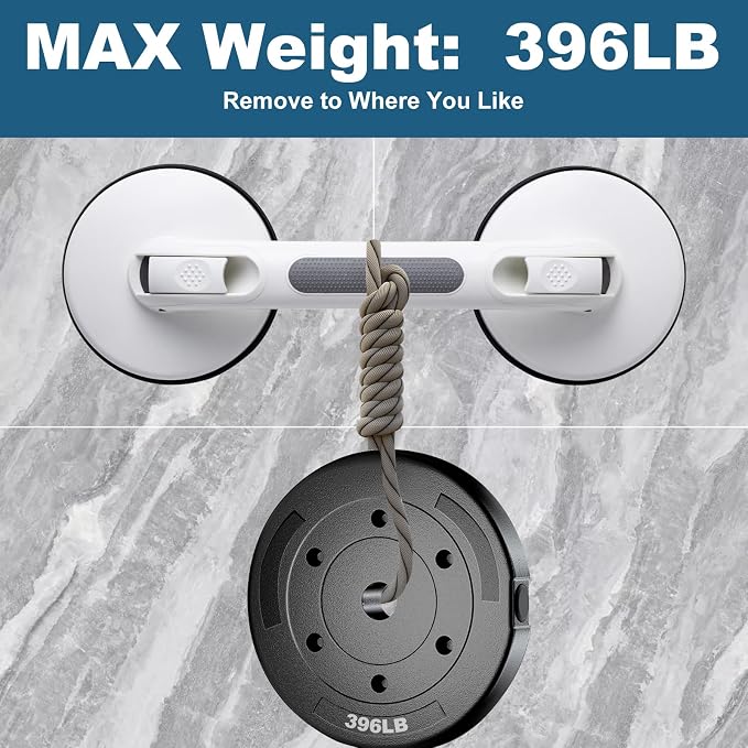 New Shower Handle Shower Grab Bars for Bathtubs and Showers,Strong Hold Suction Cup Grip Grab,Bath Handle Heavy Duty Grab Bars for Handicap Elderly Seniors Bathroom （Grey）