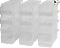 ReadySpace Plastic Containers for Organizing and Storage Bins for Drawers, Desks, Office Organization, and Garage, Stackable Bins, Small (3" x 7" x 4"), 12-Pack, Clear