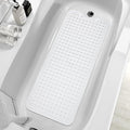 ZHICHENG Bath Tub and Shower Mats, Non-Slip 39 x 16 Inch Extra Long Bath Mat, Machine Washable Bathtub Mat with Drain Holes, Suction Cups for Bathroom (White)