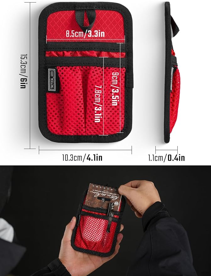 TACTICAL_GEEK TCM4 Mini EDC Organizer Board, Backpack Accessories with Smooth Hook Back Panel, Utility Admin Bag Insert Panel Modular Organizer with Open Pocket & Mesh Pocket (Red)