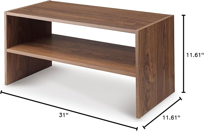 Whitmor Wood Stackable 2-Shelf Shoe Rack, Walnut, 31 inches，2 Pack