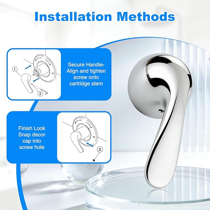 RP48717 Shower Handle Replacement, Compatible with Delta 13/14 Series Tub Shower Faucet, Single Handle Tub and Shower Faucet Handle (Chrome)