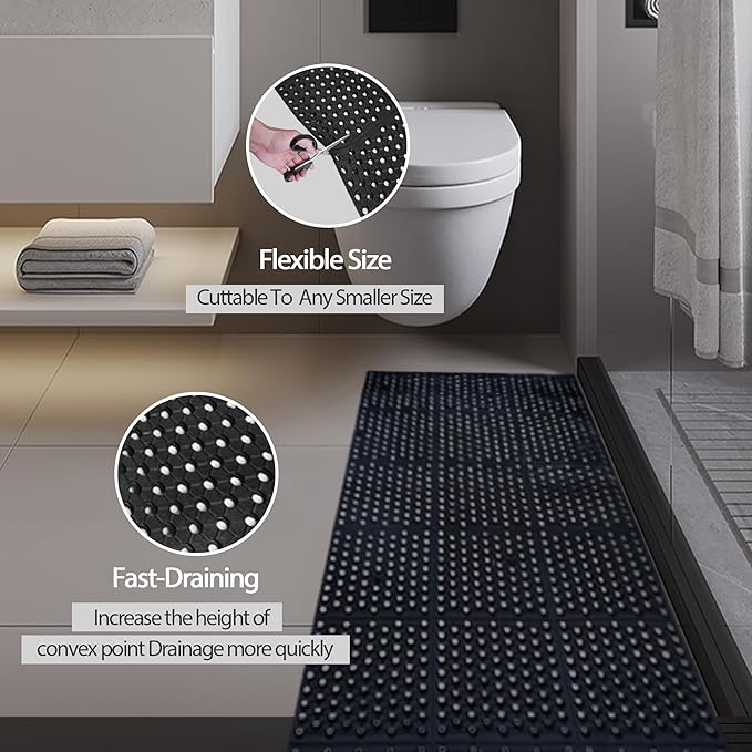 tonchean Rubber Floor Mat with Drainage Holes 83x36x0.4in Commercial Anti-Fatigue Rubber Mat with Non-Slip Backing Heavy Duty Drainage Floor Mats for Commercial Restaurant Kitchen Bar Use Wet Area