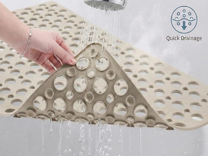 Nonslip Bathtub Mat Extra Soft TPE Bath Mat for Kids, Machine Washable Bathroom Shower Mat, Smooth/Non-Textured Tubs Only, 35L x 16W Inch (Light Brown)