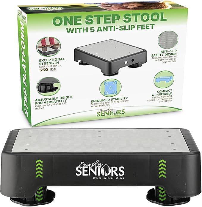 Small Step Stools for Adults - Grey Small Mobility Aid for Seniors - Portable Heavy Duty Plastic Stepping Platform & Bed Steps for High Beds for Adults - Assist Device Kitchen Bathroom Toilet - Kids