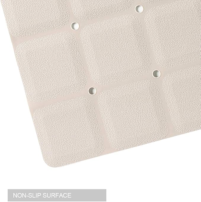 Webos Foldable Non Slip Silicon Bath Mat Bathtub mat no Suction Cups for Textured Tub and Reglazed Tub(Foldable-Beige, 28-inch x 14-inch)