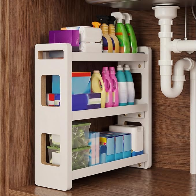Bathroom Organizers And Storage,Bathroom Counter Organizer,Bathroom Counter Shelf,Bathroom Sink Organizer,Vanity Organizers,Vanity Storage,Makeup Organizer Countertop,Perfume Display(White 3 Tier)